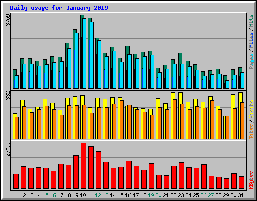 Daily usage for January 2019