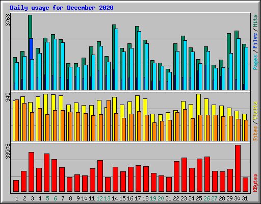 Daily usage for December 2020