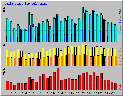 Daily usage for July 2021
