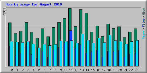 Hourly usage for August 2019